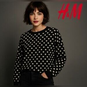H&M Black & White Polka Dot Sweater  Sz Small